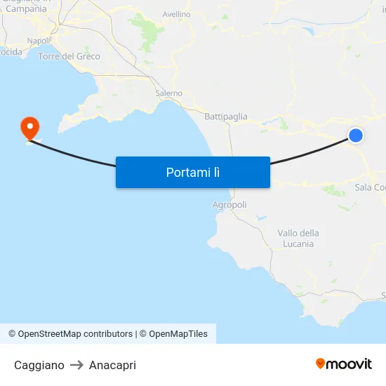 Caggiano to Anacapri map