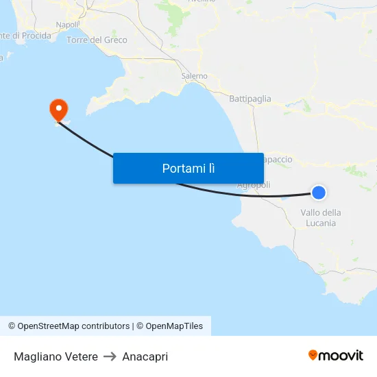 Magliano Vetere to Anacapri map