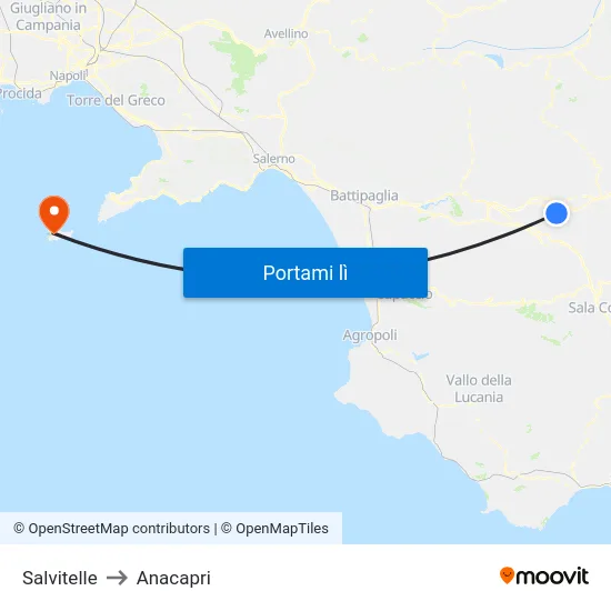Salvitelle to Anacapri map