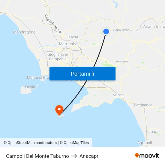 Campoli Del Monte Taburno to Anacapri map