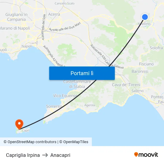 Capriglia Irpina to Anacapri map