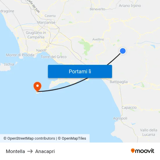 Montella to Anacapri map