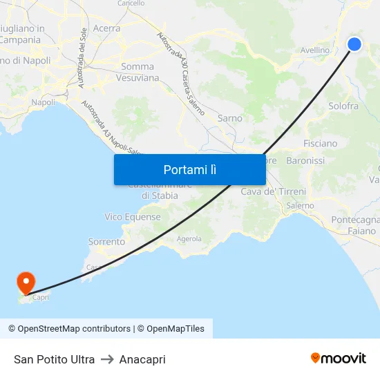 San Potito Ultra to Anacapri map