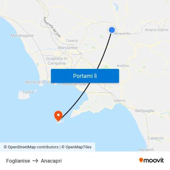 Foglianise to Anacapri map
