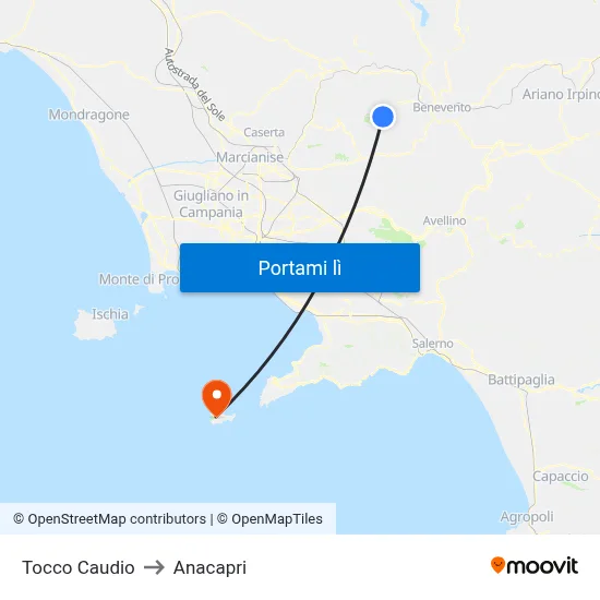 Tocco Caudio to Anacapri map