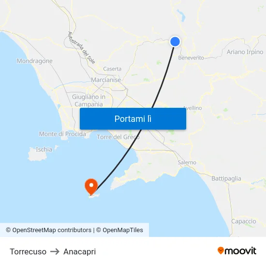 Torrecuso to Anacapri map