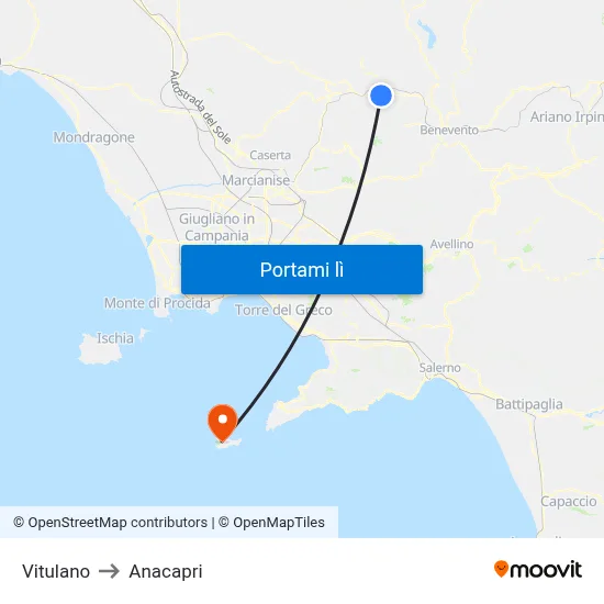 Vitulano to Anacapri map
