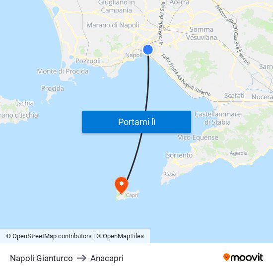 Napoli Gianturco to Anacapri map