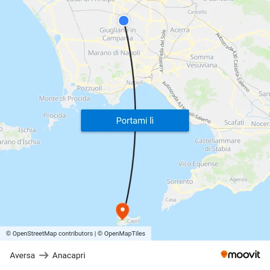 Aversa to Anacapri map