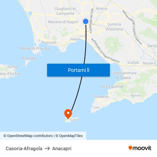 Casoria-Afragola to Anacapri map