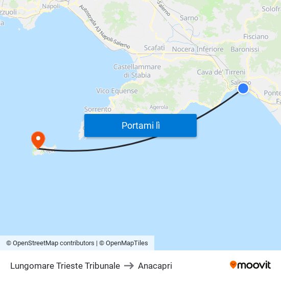 Lungomare Trieste Tribunale to Anacapri map