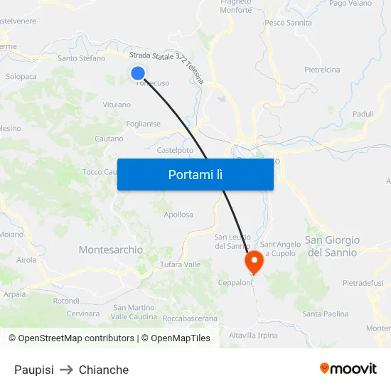 Paupisi to Chianche map