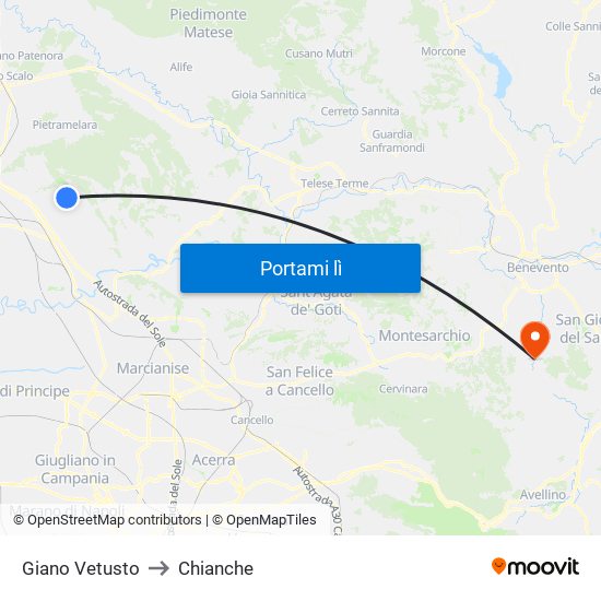Giano Vetusto to Chianche map