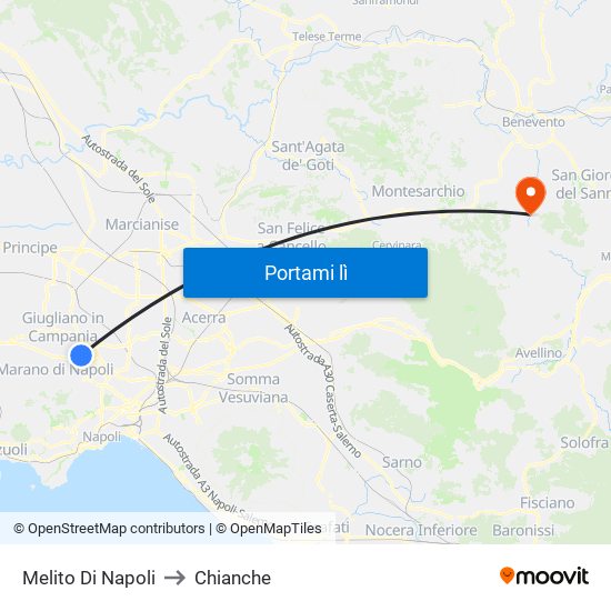 Melito Di Napoli to Chianche map