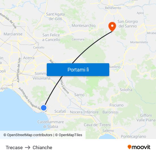 Trecase to Chianche map