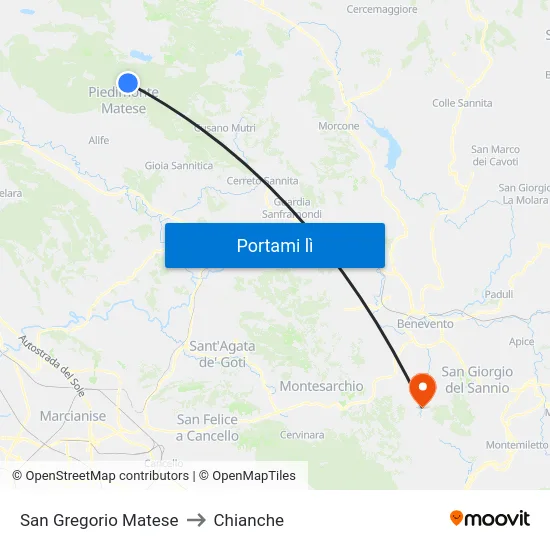 San Gregorio Matese to Chianche map