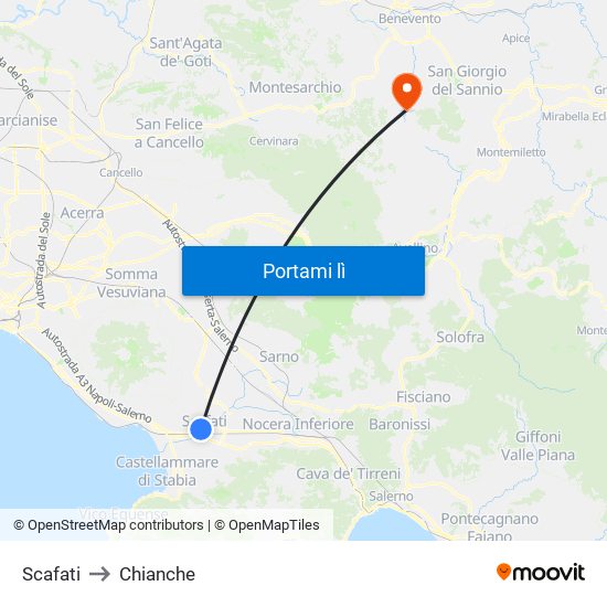 Scafati to Chianche map