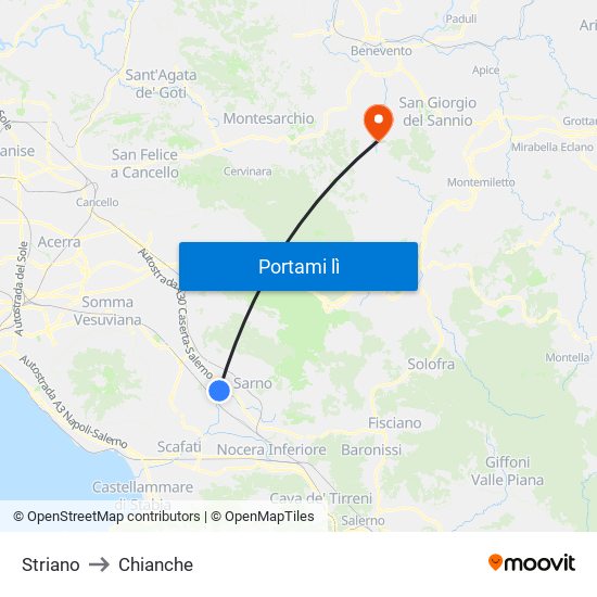 Striano to Chianche map