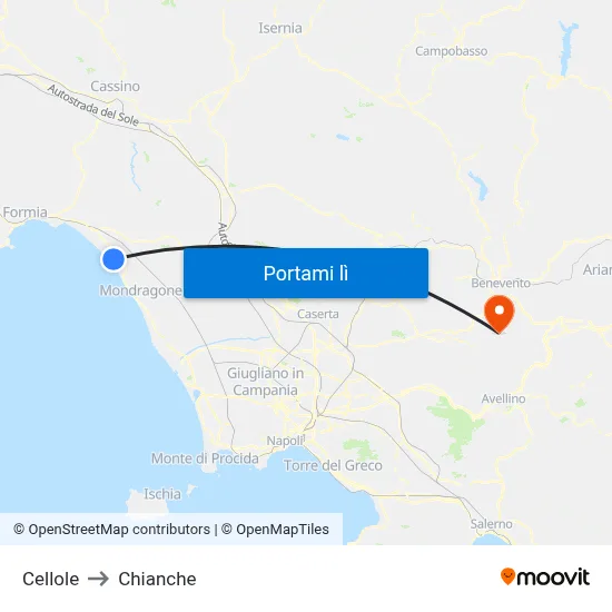 Cellole to Chianche map