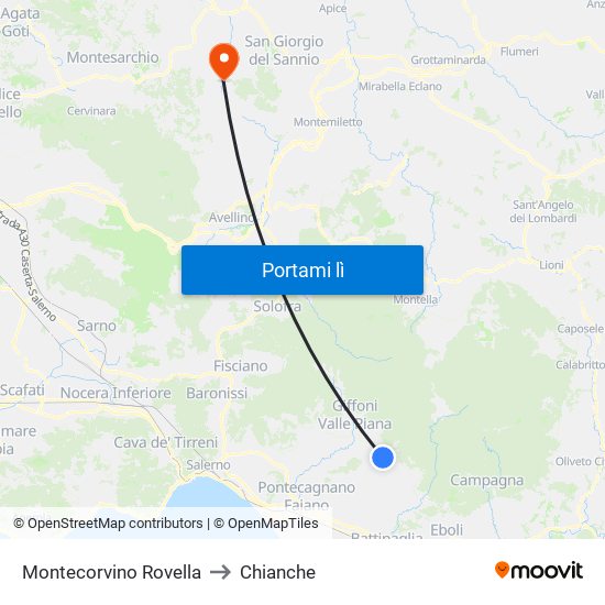 Montecorvino Rovella to Chianche map