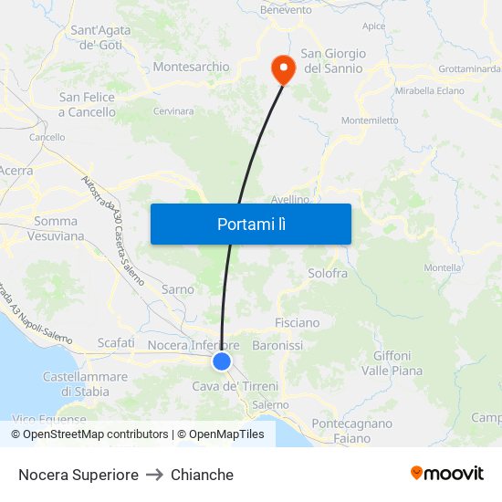 Nocera Superiore to Chianche map