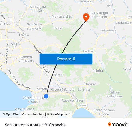 Sant' Antonio Abate to Chianche map
