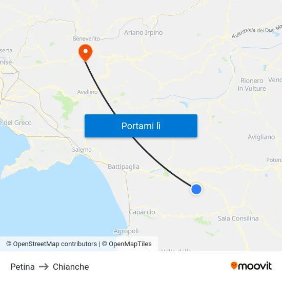 Petina to Chianche map