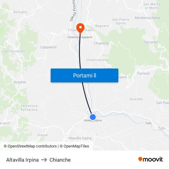 Altavilla Irpina to Chianche map