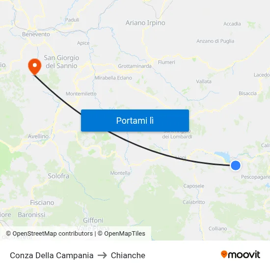 Conza Della Campania to Chianche map