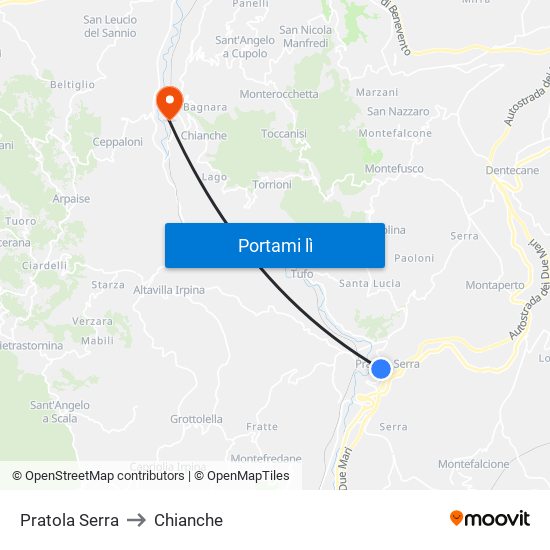 Pratola Serra to Chianche map