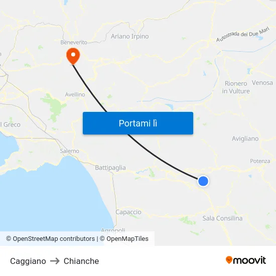 Caggiano to Chianche map