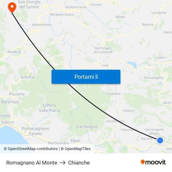 Romagnano Al Monte to Chianche map