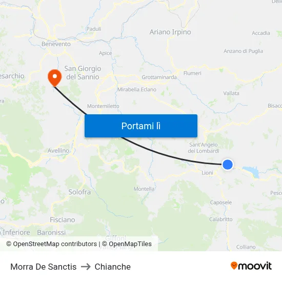 Morra De Sanctis to Chianche map