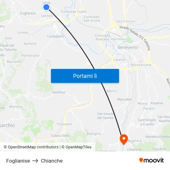 Foglianise to Chianche map