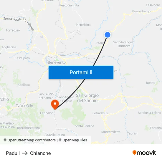 Paduli to Chianche map