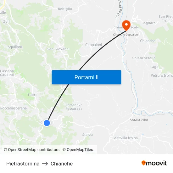 Pietrastornina to Chianche map