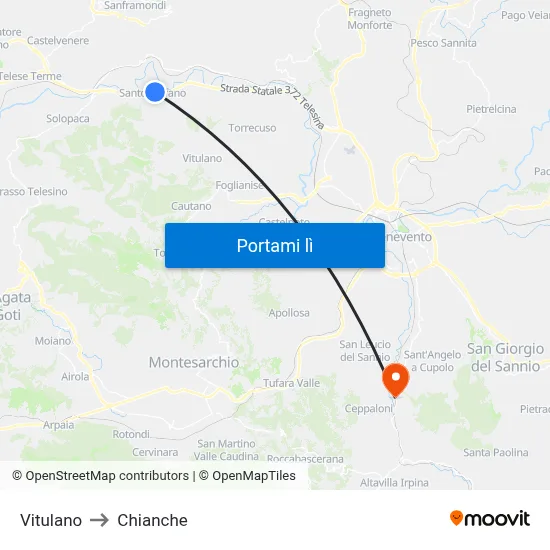 Vitulano to Chianche map