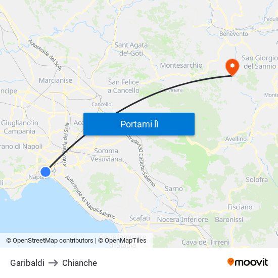 Garibaldi to Chianche map