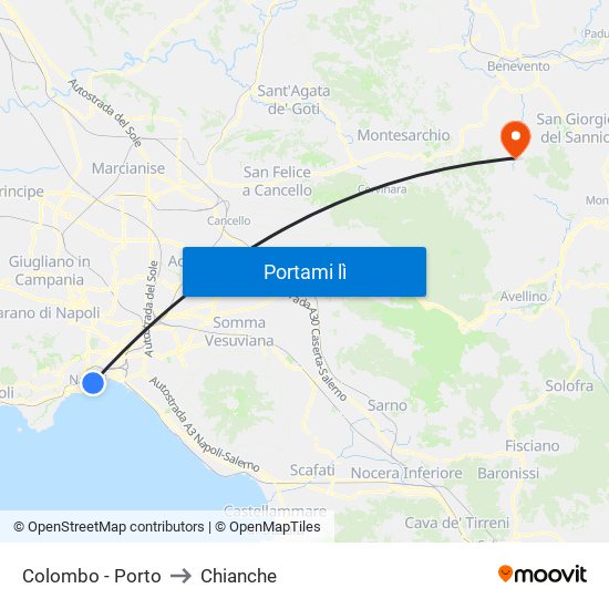 Colombo - Porto to Chianche map