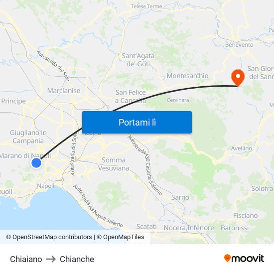 Chiaiano to Chianche map