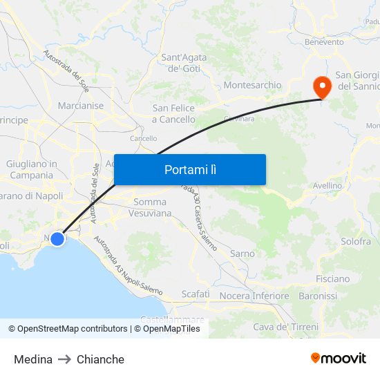 Medina to Chianche map