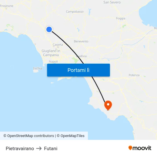 Pietravairano to Futani map