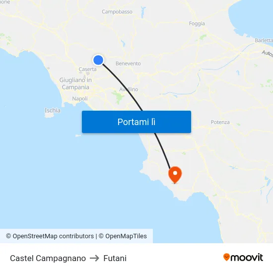 Castel Campagnano to Futani map