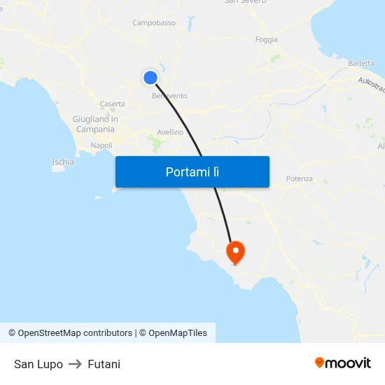 San Lupo to Futani map