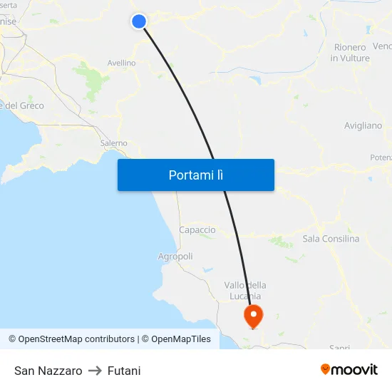 San Nazzaro to Futani map