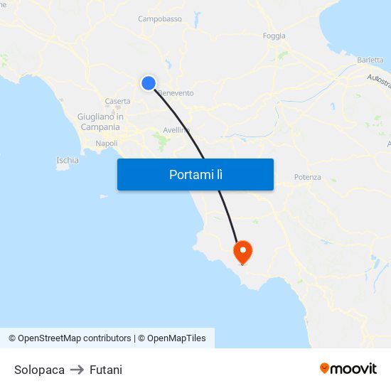 Solopaca to Futani map