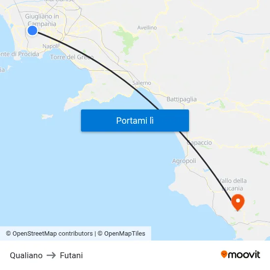 Qualiano to Futani map