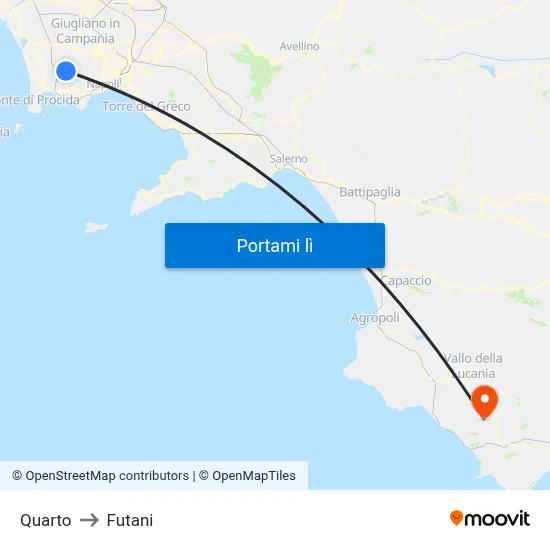 Quarto to Futani map