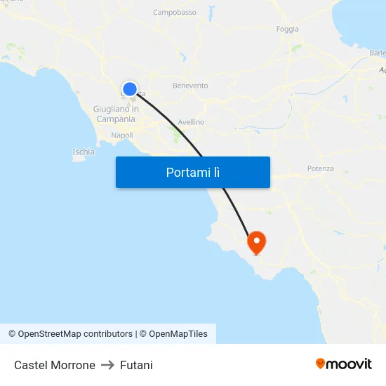 Castel Morrone to Futani map