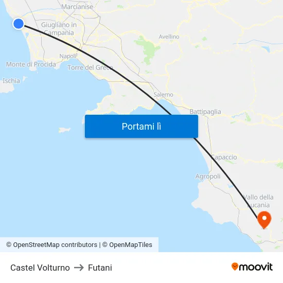 Castel Volturno to Futani map